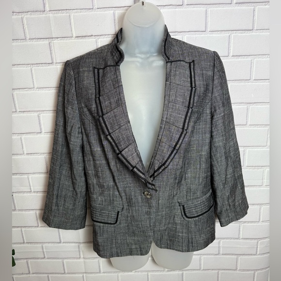 WHITE BLACK Women's Gray 3/4 sleeves Blazer/size 12 - Picture 2 of 12